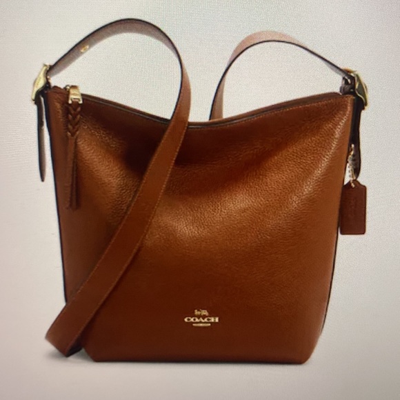 HP🎉 COACH Val Duffle, Shoulder or Crossbody, Redwood Brown, Pebble Leather, NWT - Picture 14 of 15
